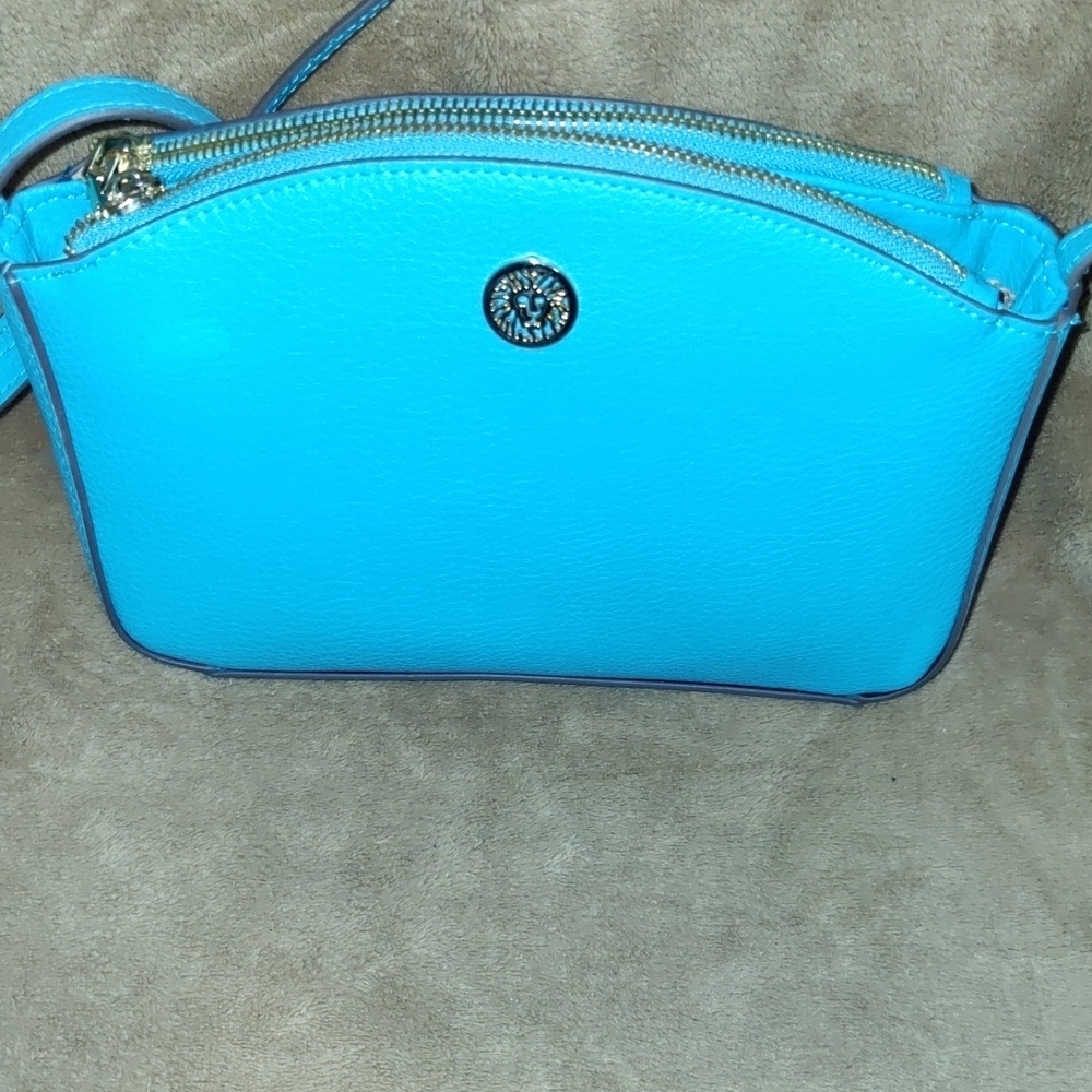 Anne Klein Teal Faux Leather Shoulder Bag • Like New • Gold Hardware